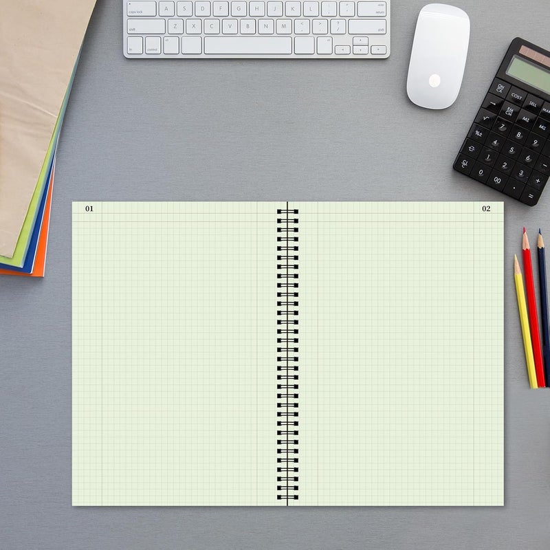Fuyoooo 2 Pcs Computation Notebook Engineering Notebook for Drawings, Drafting, Planning, Engineering and Technical Applications, 4x4 Quad Ruled, 76 Sheets, 11-1/4 x 9-1/4 (Green) - Image 3
